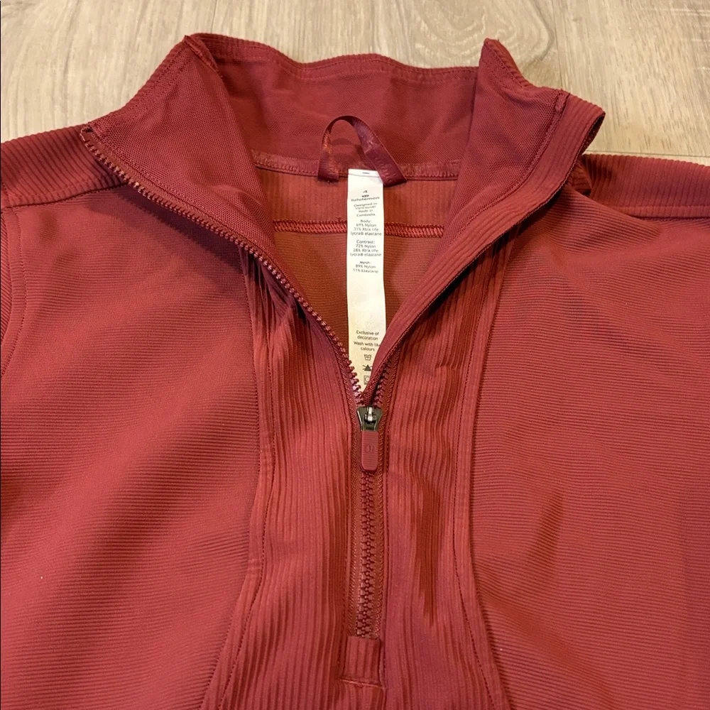 Lululemon Take It In Stride 1/2 Zip in Chianti